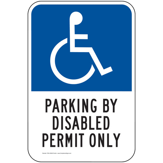 ADA Parking By Disabled Permit Only Sign PKE-20940-Florida