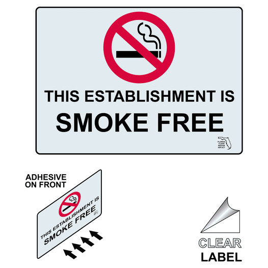 Florida This Establishment Is Smoke Free Label With Front Adhesive