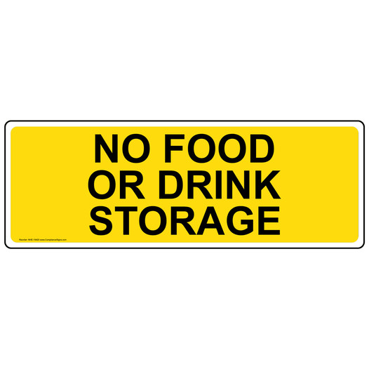 No Food Or Drink Storage Label for Safe Food Handling NHE-19420