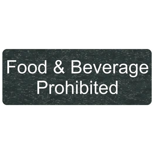 Charcoal Marble Engraved Food & Beverage Prohibited Sign EGRE-355_White_on_CharcoalMarble