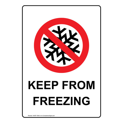 Portrait Keep From Freezing Sign With Symbol NHEP-15643