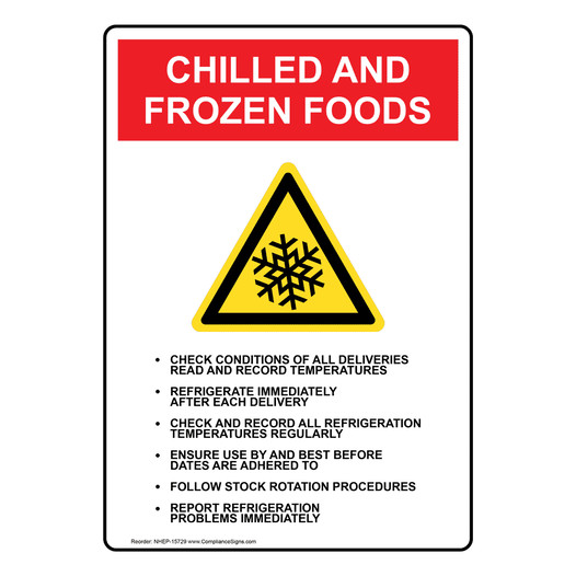 Portrait Chilled And Frozen Foods Sign With Symbol NHEP-15729