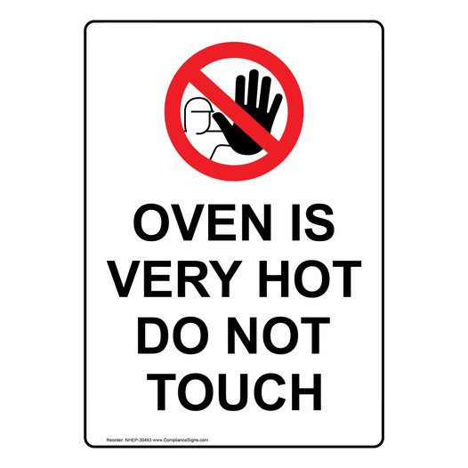 Portrait Oven Is Very Hot Do Not Touch Sign With Symbol NHEP-30493