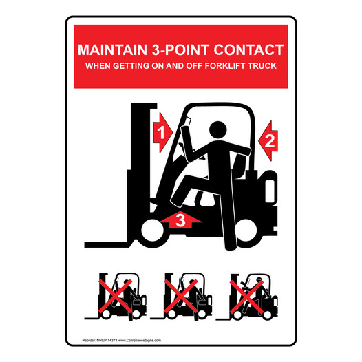 Portrait Maintain 3-Point Contact Sign With Symbol NHEP-14373
