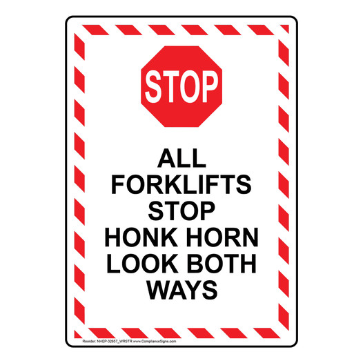 Portrait All Forklifts Stop Sign With Symbol NHEP-32657_WRSTR