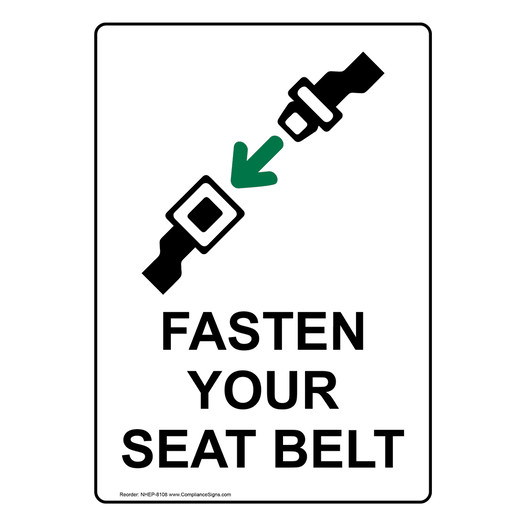 Portrait Fasten Your Seat Belt Sign With Symbol NHEP-8108