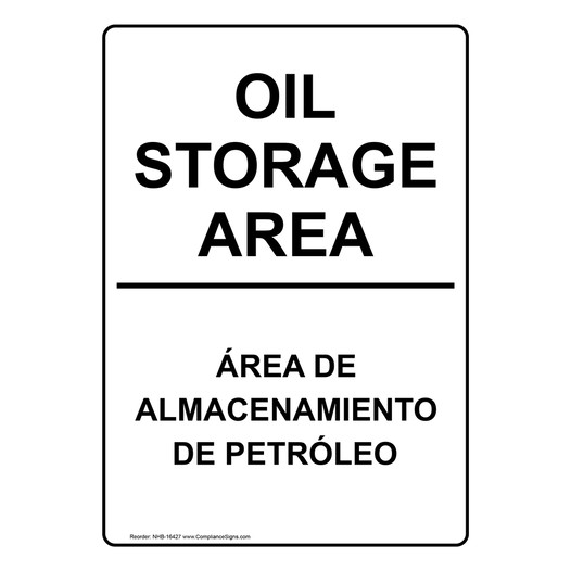 Oil Storage Area Bilingual Sign for Hazmat