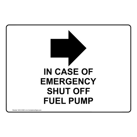 In Case Of Emergency Shut Off Fuel Sign With Symbol NHE-33363