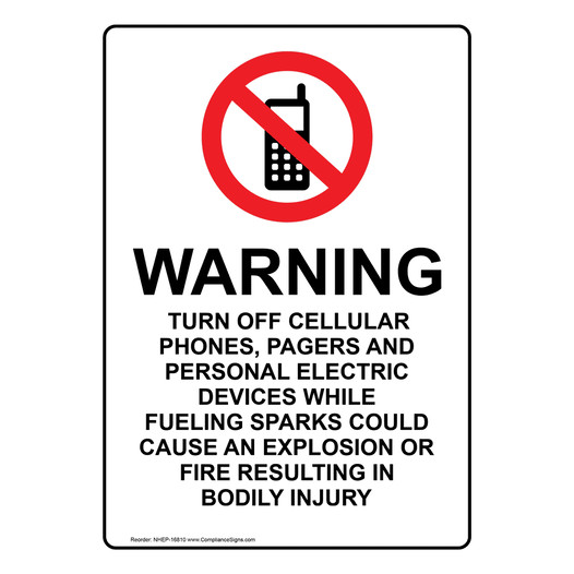 Portrait Warning Turn Off Cellular Sign With Symbol NHEP-16810