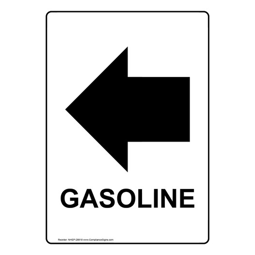 Portrait Gasoline [Left Arrow] Sign NHEP-28818