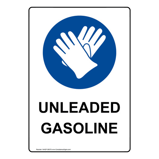 Portrait Unleaded Gasoline Sign With Symbol NHEP-38578