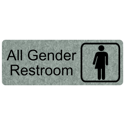 Platinum Marble Engraved All Gender Restroom Sign with Symbol