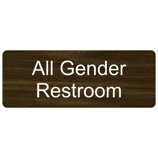 Walnut Engraved All Gender Restroom Sign EGRE-25512_White_on_Walnut
