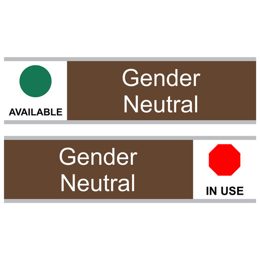 Brown Gender Neutral (Available/In Use) Sliding Engraved Sign EGRE-25518-SLIDE_White_on_Brown