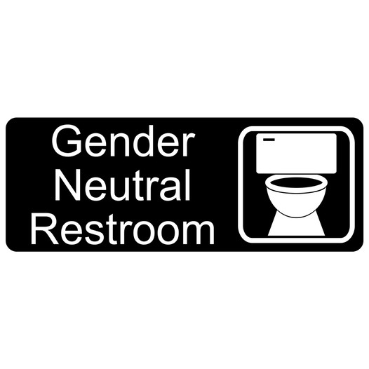 Black Engraved Gender Neutral Restroom Sign with Symbol
