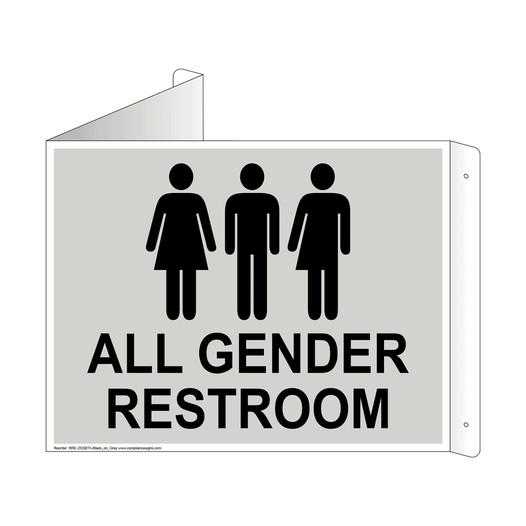 Gray Triangle-Mount ALL GENDER RESTROOM Sign With Symbol