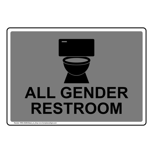 Gray Accessible All Gender Restroom Sign With Symbol RRE-25299-Black_on_Gray