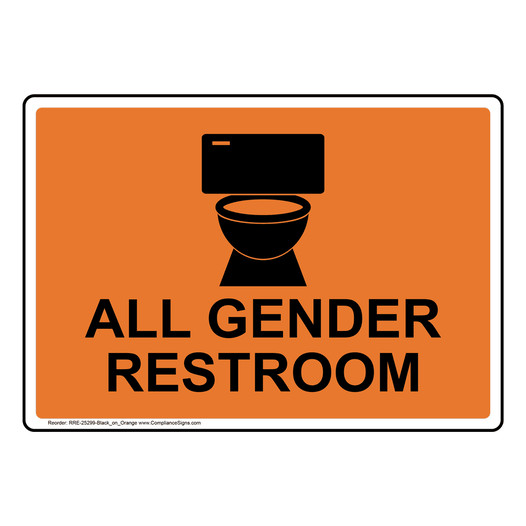 Orange Accessible All Gender Restroom Sign With Symbol RRE-25299-Black_on_Orange