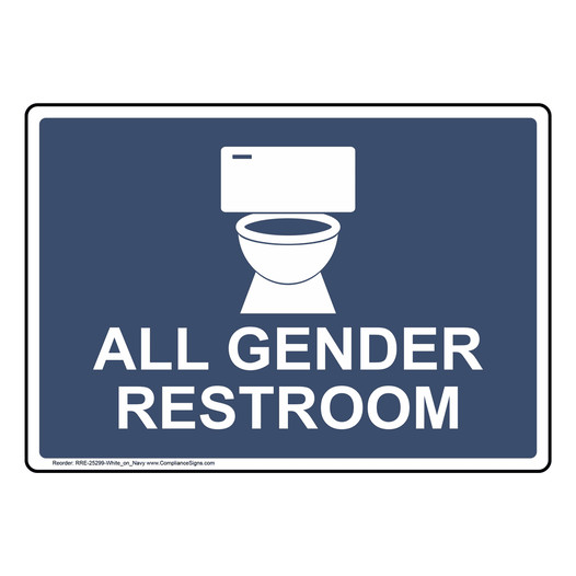 Navy Accessible All Gender Restroom Sign With Symbol RRE-25299-White_on_Navy