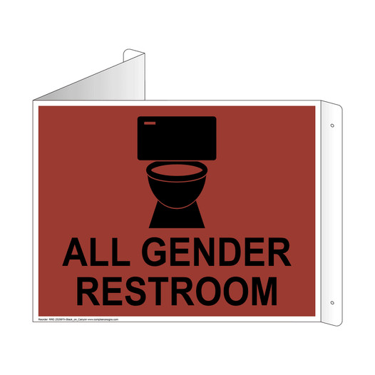 Canyon Triangle-Mount ALL GENDER RESTROOM Sign With Symbol RRE-25299Tri-Black_on_Canyon