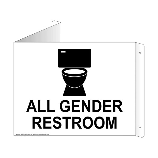 White Triangle-Mount ALL GENDER RESTROOM Sign With Symbol RRE-25299Tri-Black_on_White