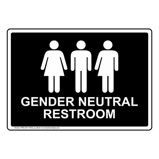 Black Gender Neutral Restroom Sign With Symbol RRE-25317-White_on_Black