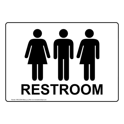 White Restroom Sign With Gender Neutral Symbol RRE-25344-Black_on_White