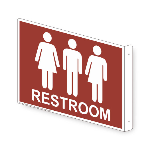 Projection-Mount Canyon RESTROOM Sign With Symbol RRE-25344Proj-White_on_Canyon