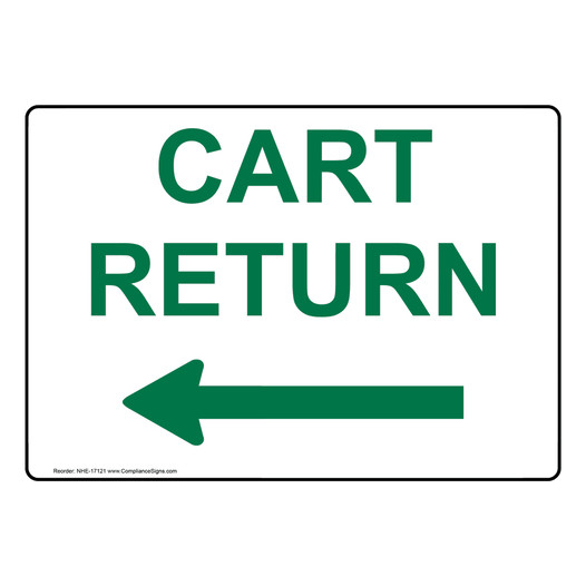 Cart Return Left Arrow Sign for Golf NHE-17121
