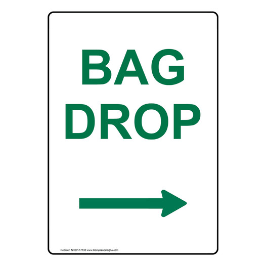 Portrait Bag Drop [Right Arrow] Sign With Symbol NHEP-17133