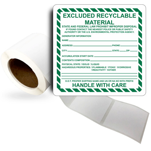 Excluded Recyclable Material State And Label Roll White