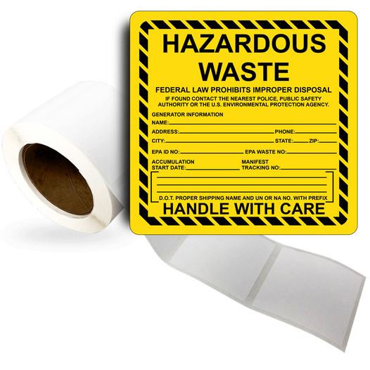 Hazardous Waste Federal Law Prohibits Label Roll Yellow