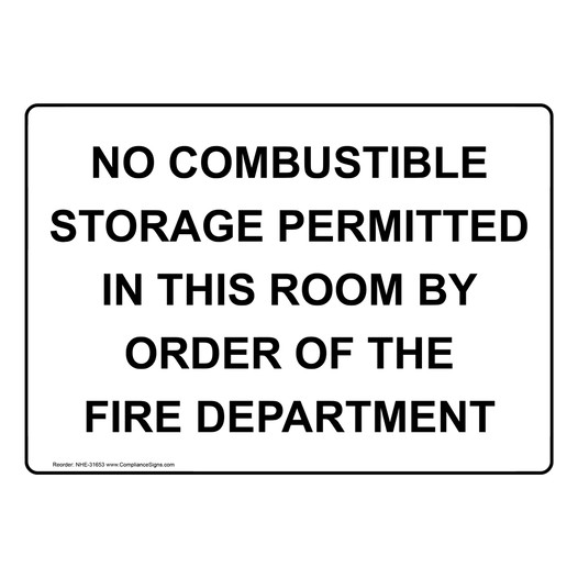 No Combustible Storage Permitted In This Room Sign NHE-31653