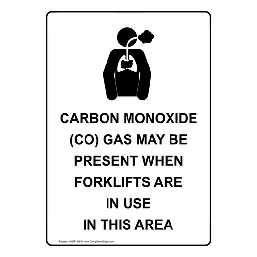 Portrait Carbon Monoxide (CO) Gas Sign With Symbol