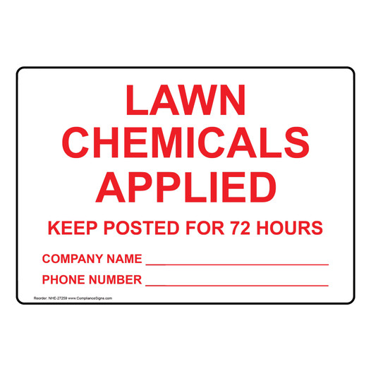 Lawn Chemicals Applied Company Name Sign NHE-27259