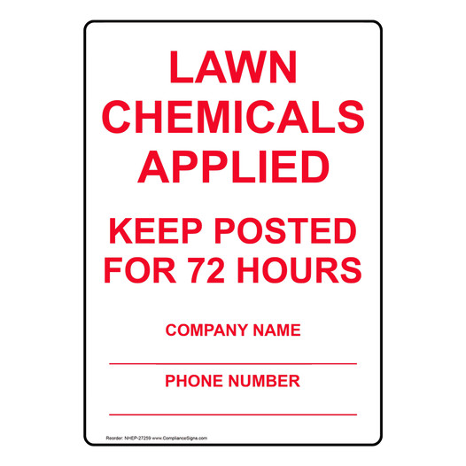 Portrait Lawn Chemicals Applied Keep Posted Sign NHEP-27259