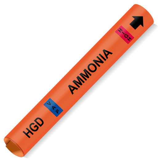 Coiled Orange Hgd Vap Ammonia High Pipe Marker CS446399