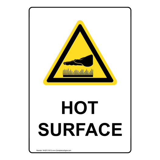 Portrait Hot Surface Sign With Symbol NHEP-31615