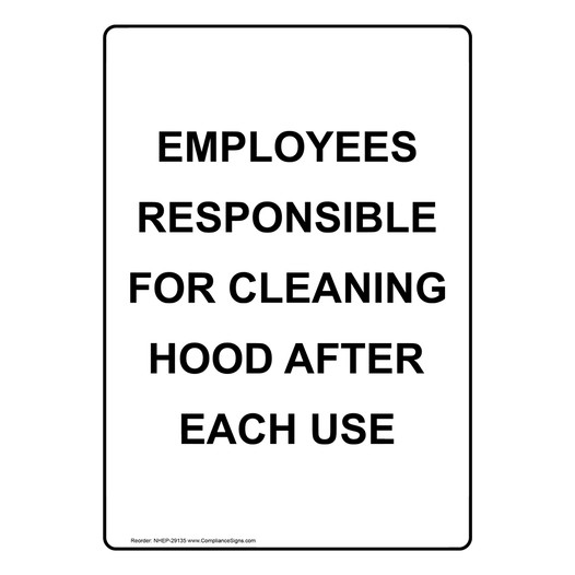 Vertical Sign Housekeeping Employees Responsible For Cleaning