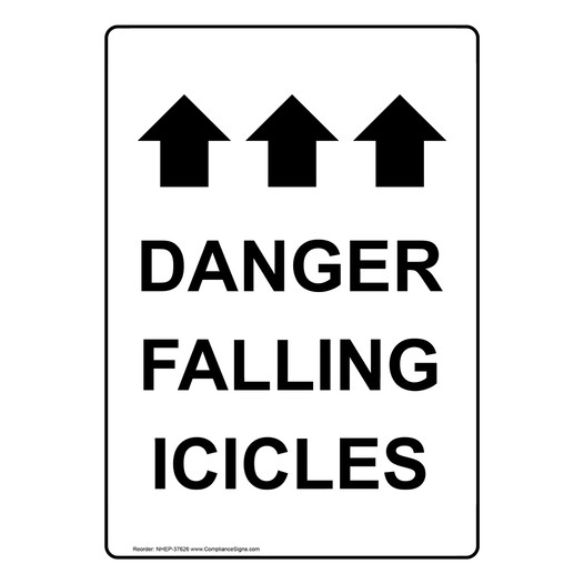 Portrait Danger Falling Icicles Sign With Symbol NHEP-37626