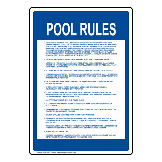 Illinois Pool Rules Sign NHE-15271-Illinois