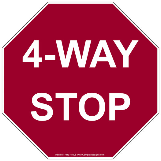 4-Way Stop Floor Label NHE-18805