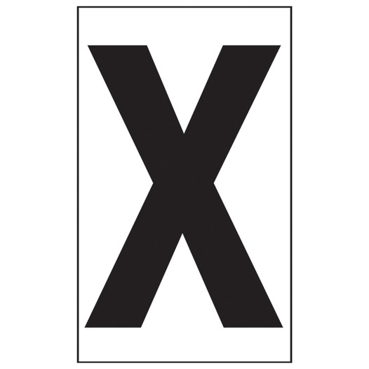 Reflective Black-on-White Letter X Label in 2 Sizes CS152239