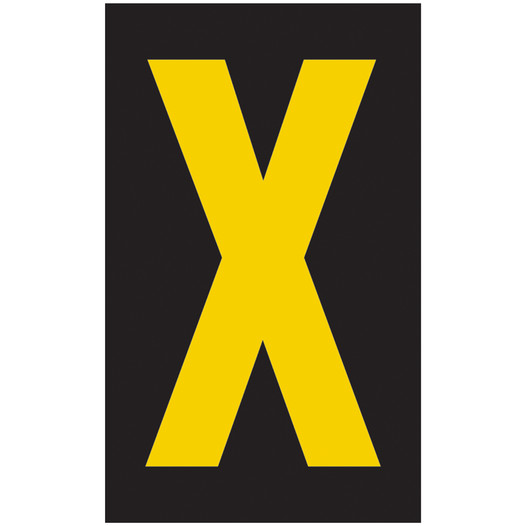 Reflective Yellow-on-Black Letter X Label in 2 Sizes CS405323