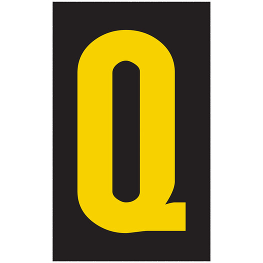 Reflective Yellow-on-Black Letter Q Label in 2 Sizes CS861137