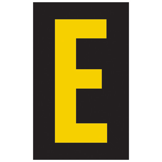 Reflective Yellow-on-Black Letter E Label in 2 Sizes CS893738