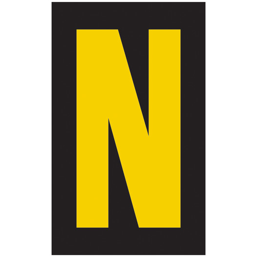 Reflective Yellow-on-Black Letter N Label in 2 Sizes CS997177