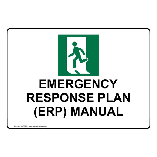 Emergency Response Plan (ERP) Manual Sign With Symbol NHE-32019