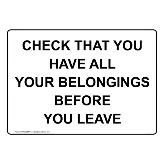 Check That You Have All Your Belongings Before Sign NHE-32347