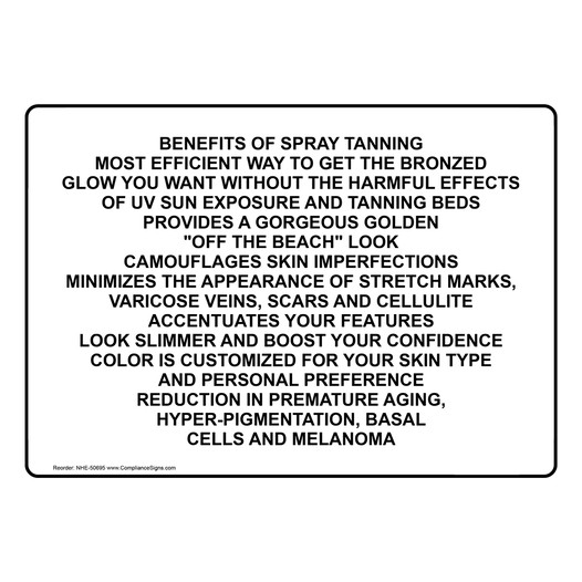 BENEFITS OF SPRAY TANNING MOST EFFICIENT WAY Sign NHE-50695